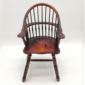 Antique-Style Wooden Windsor Armchair in Warm Brown Finish